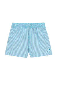 Short de bain à fines rayures en coton - Bleu clair