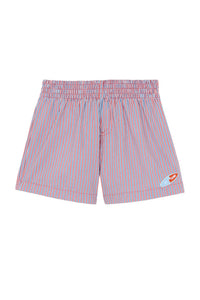 Short de bain à fines rayures en coton - Corail