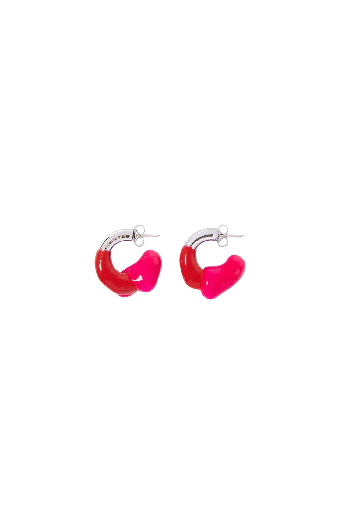 Mini double hoop earrings - Rubin & Fuchsia