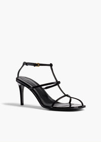 Black Cage Sandal In Black Patent Leather - Black