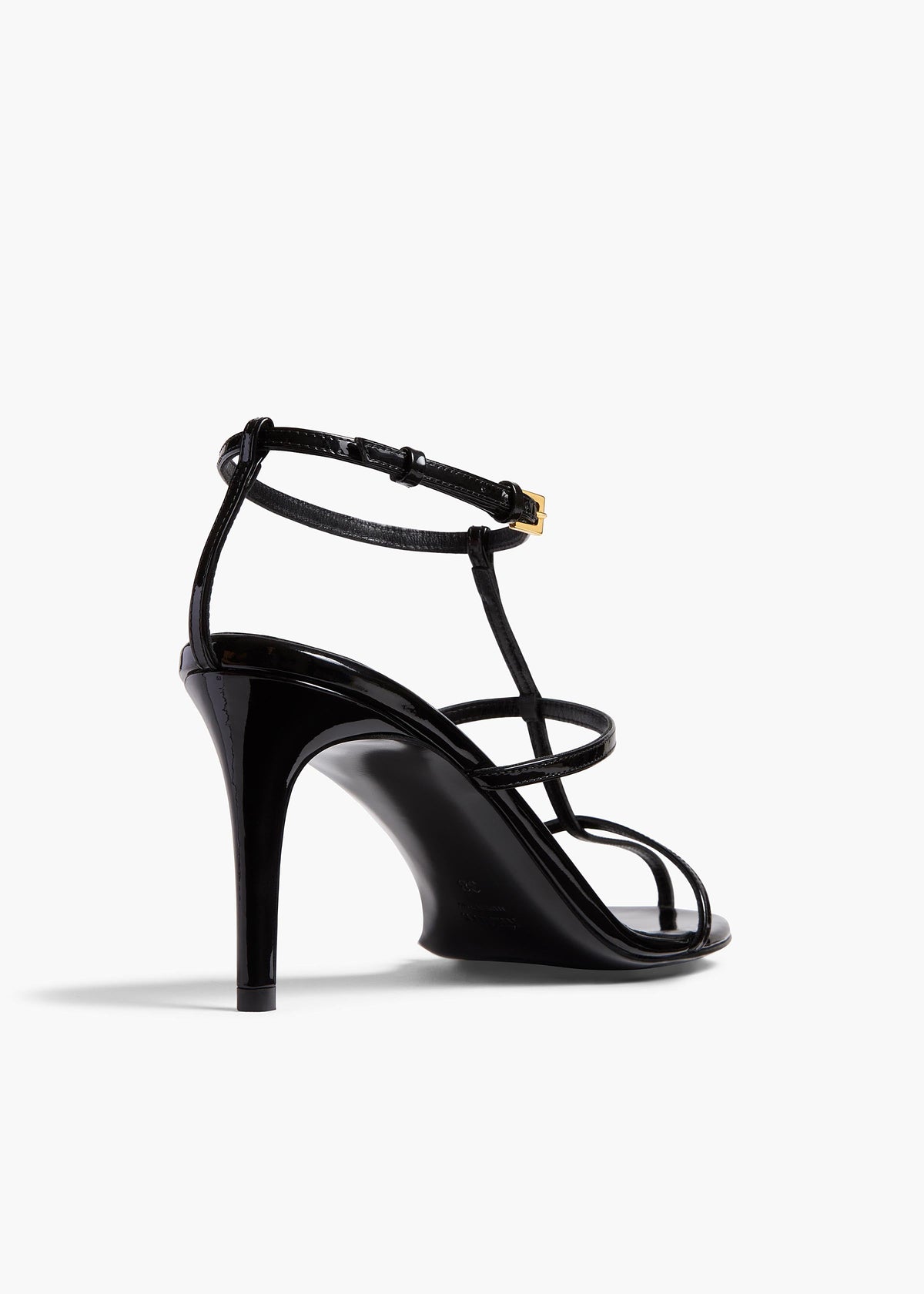 Black Cage Sandal In Black Patent Leather - Black