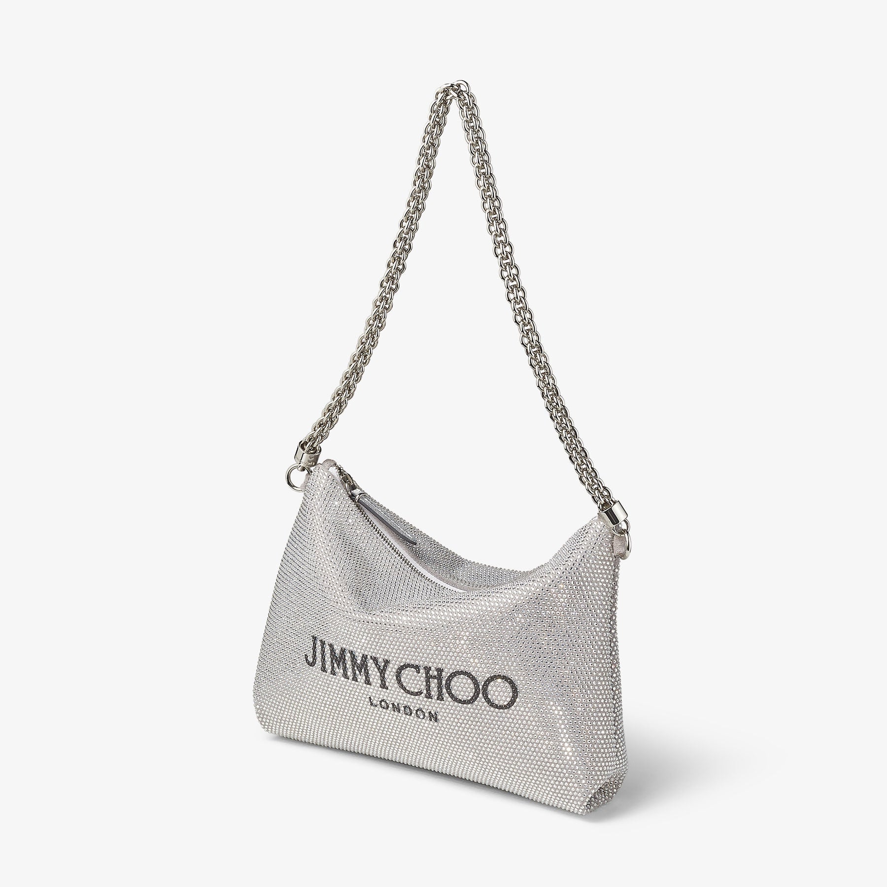 Callie shoulder bag in suede with crystals - Silver, Black & Silver