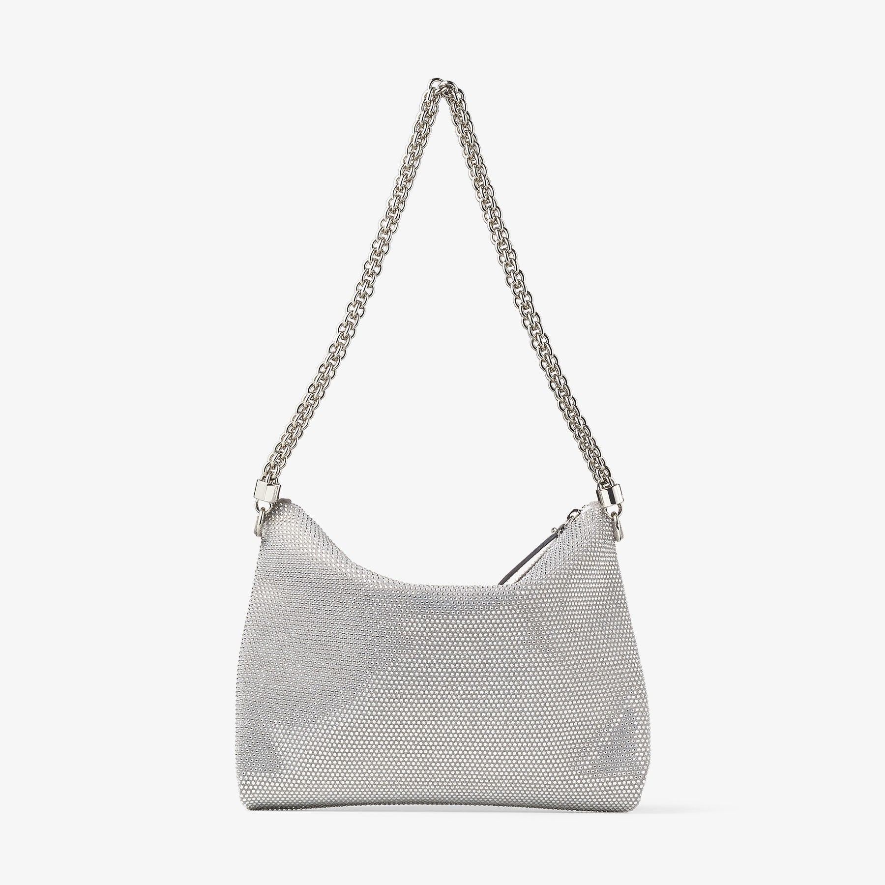 Callie shoulder bag in suede with crystals - Silver, Black & Silver