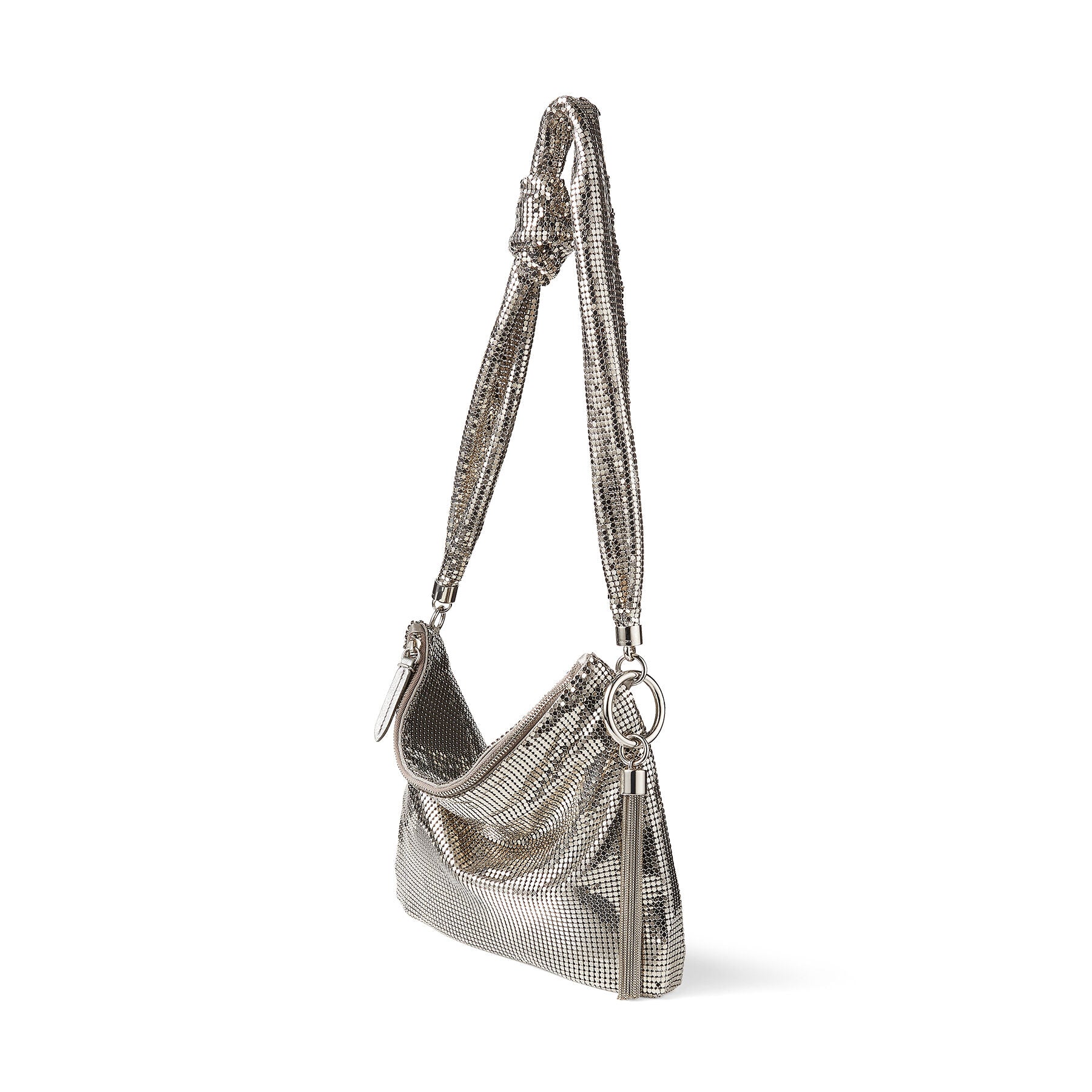 Sac Callie en maille métallisée à bride - Silver