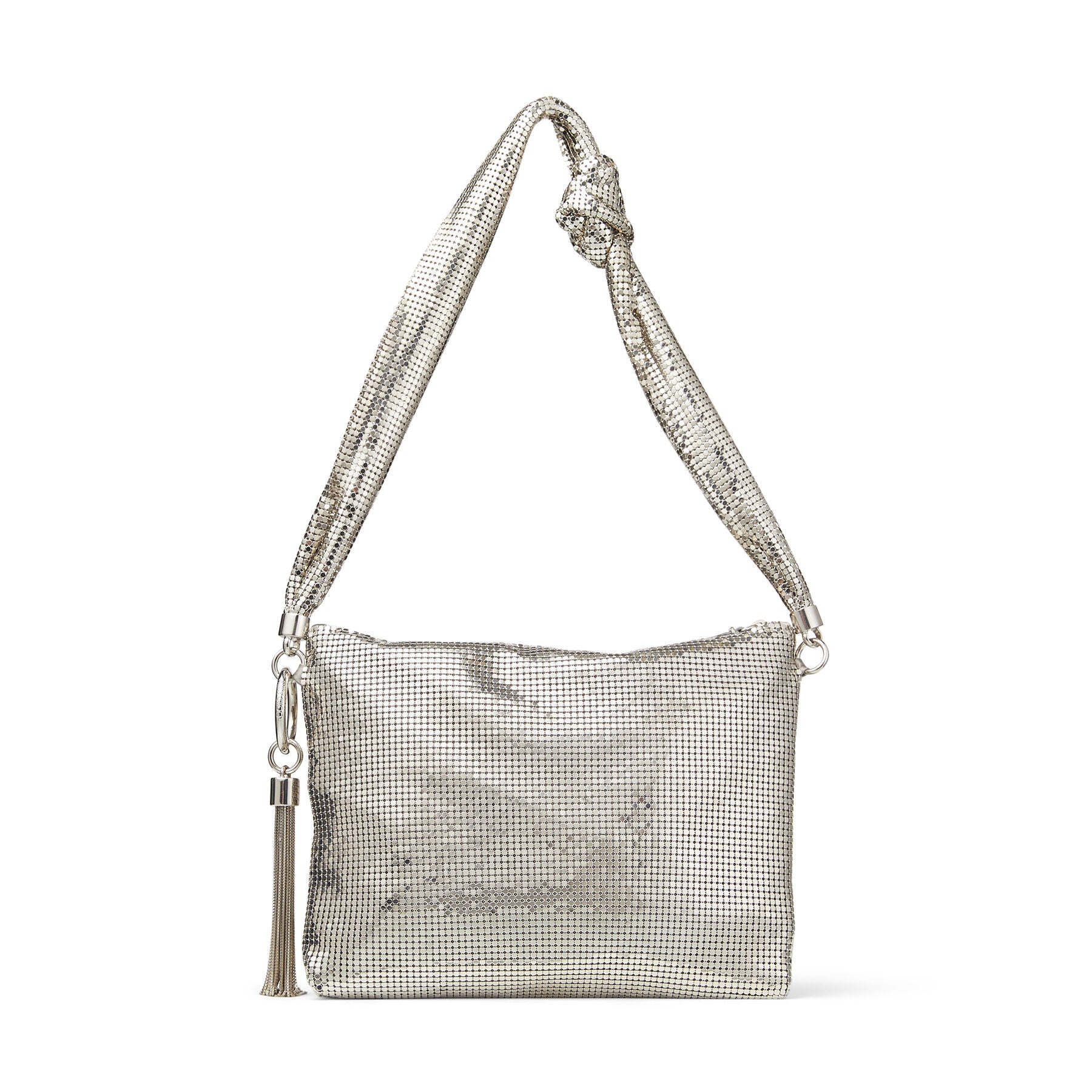 Sac Callie en maille métallisée à bride - Silver