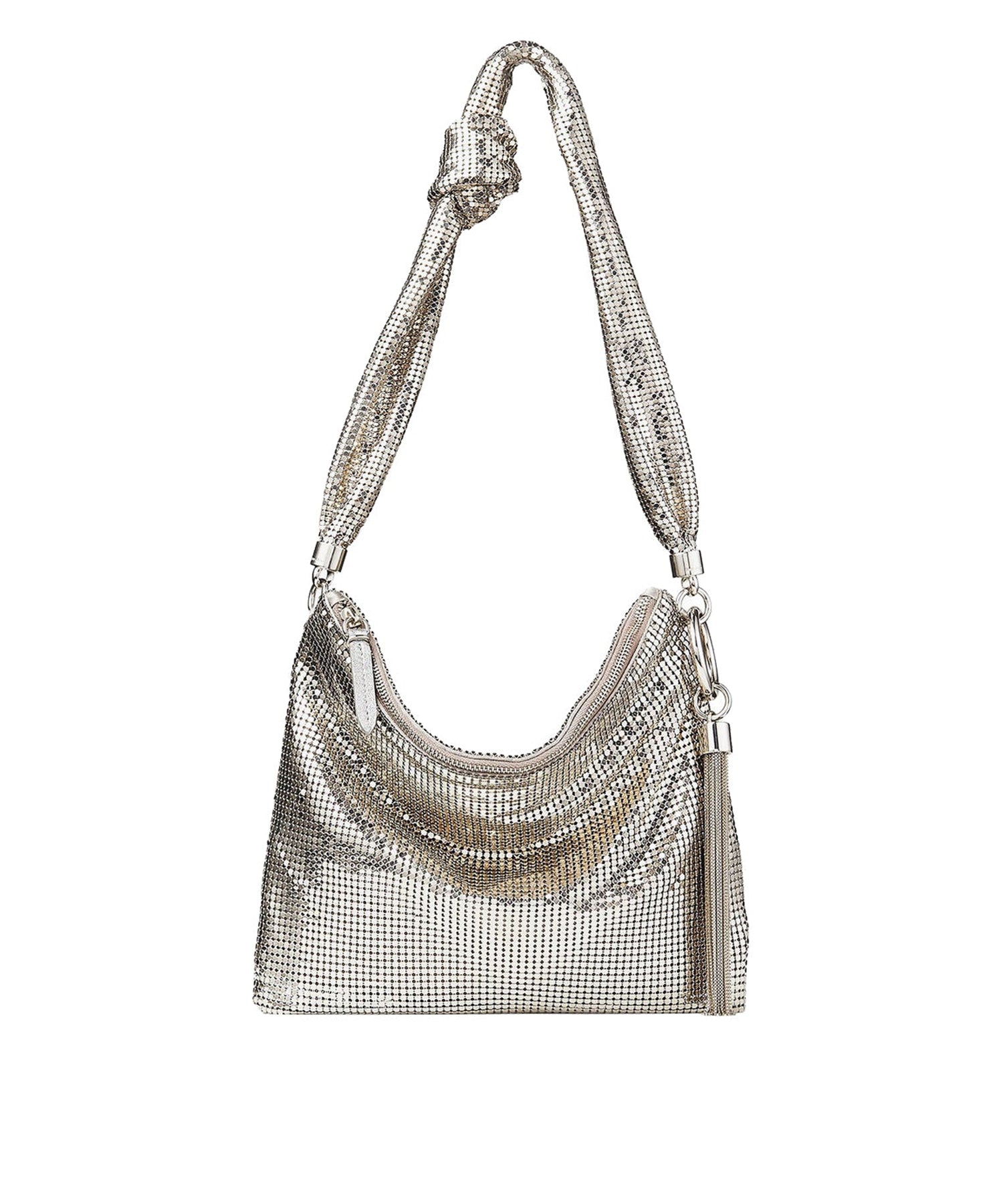 Sac Callie en maille métallisée à bride - Silver
