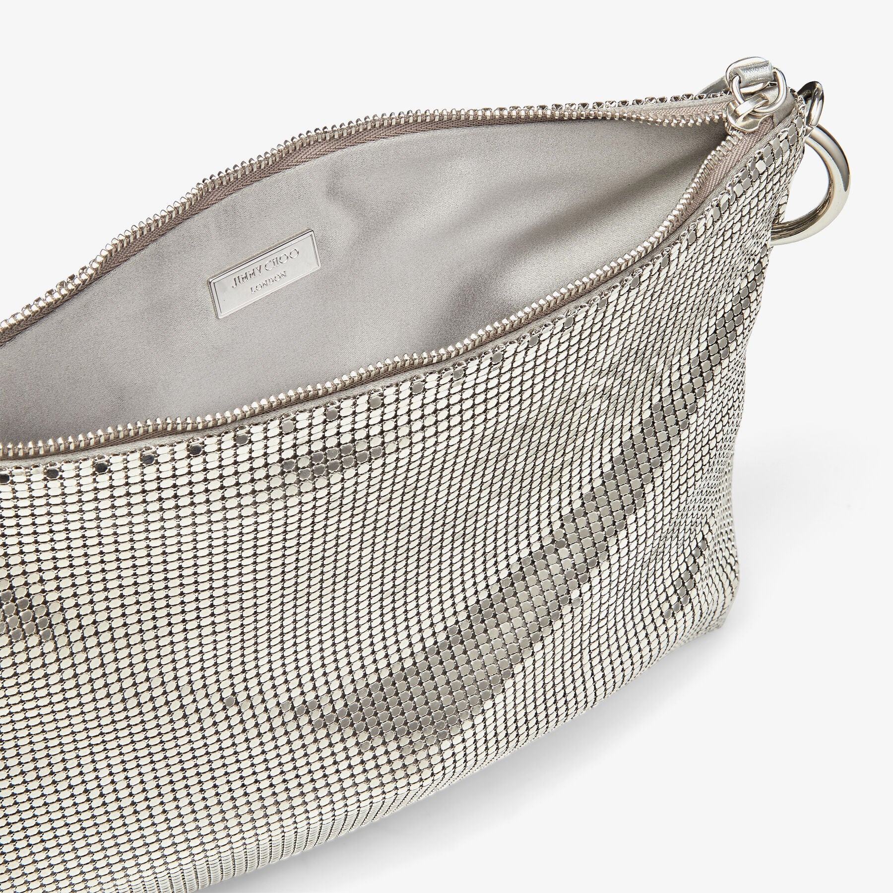 Sac Callie en maille métallisée à bride - Silver