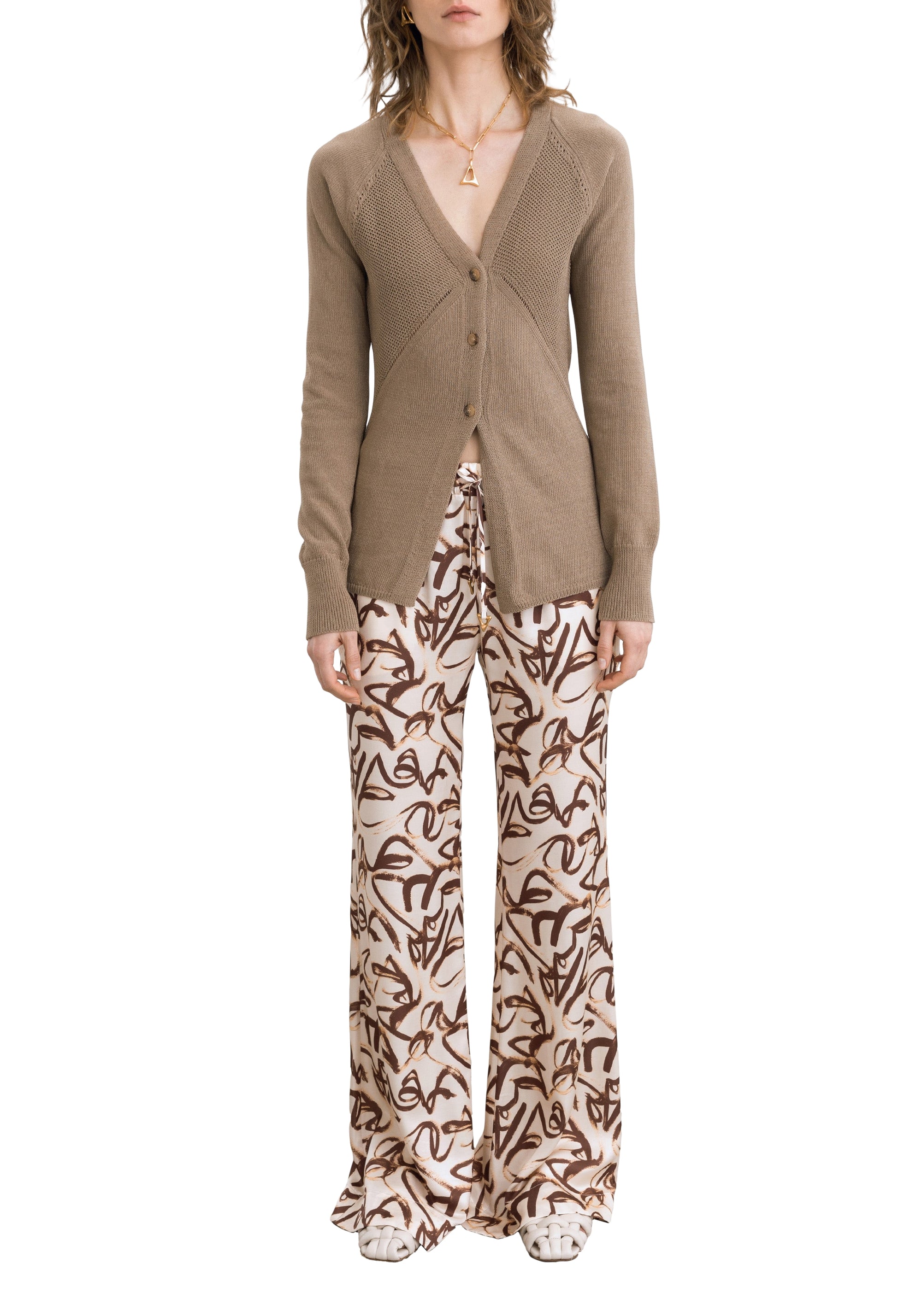 Cambio cardigan with embroidered details - Truffle