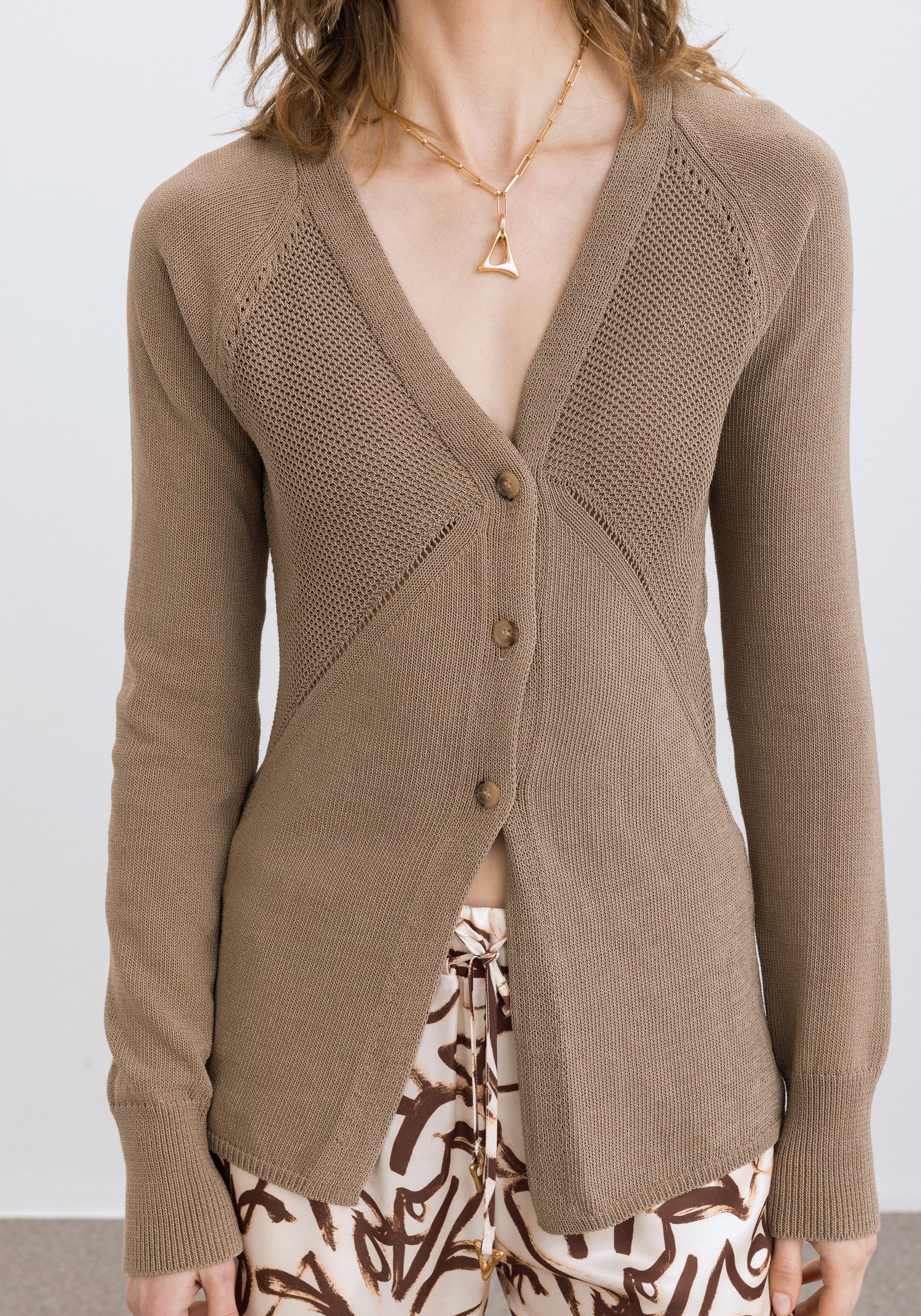 Cambio cardigan with embroidered details - Truffle