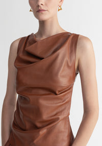 Blouse Camille à col roulé en cuir - Rust