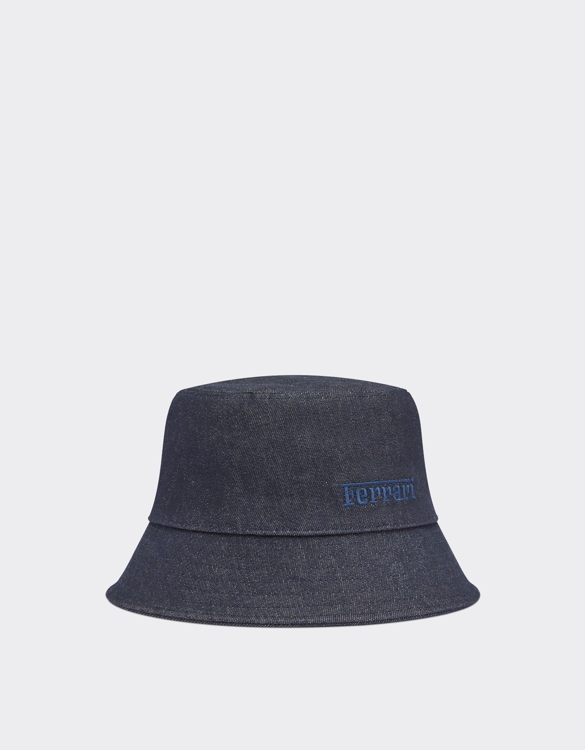 Bob unisexe avec logo Ferrari en denim - Denim