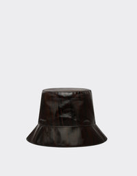 Bob unisexe avec motif brossé en cuir - Marrone Scuro