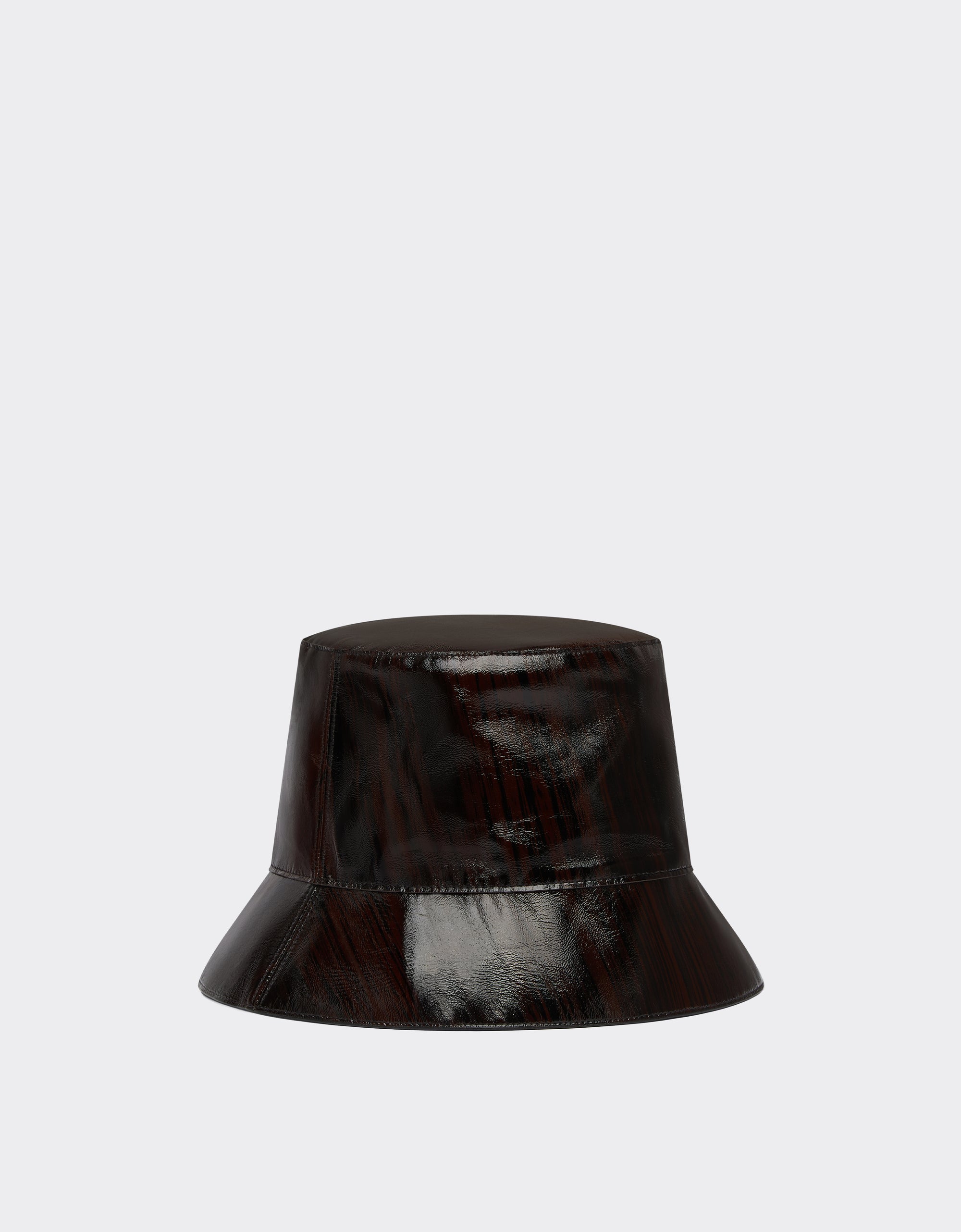 Bob unisexe avec motif brossé en cuir - Marrone Scuro