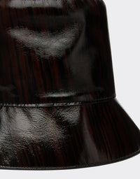 Bob unisexe avec motif brossé en cuir - Marrone Scuro