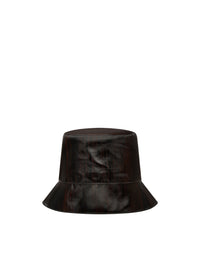 Bob unisexe avec motif brossé en cuir - Marrone Scuro