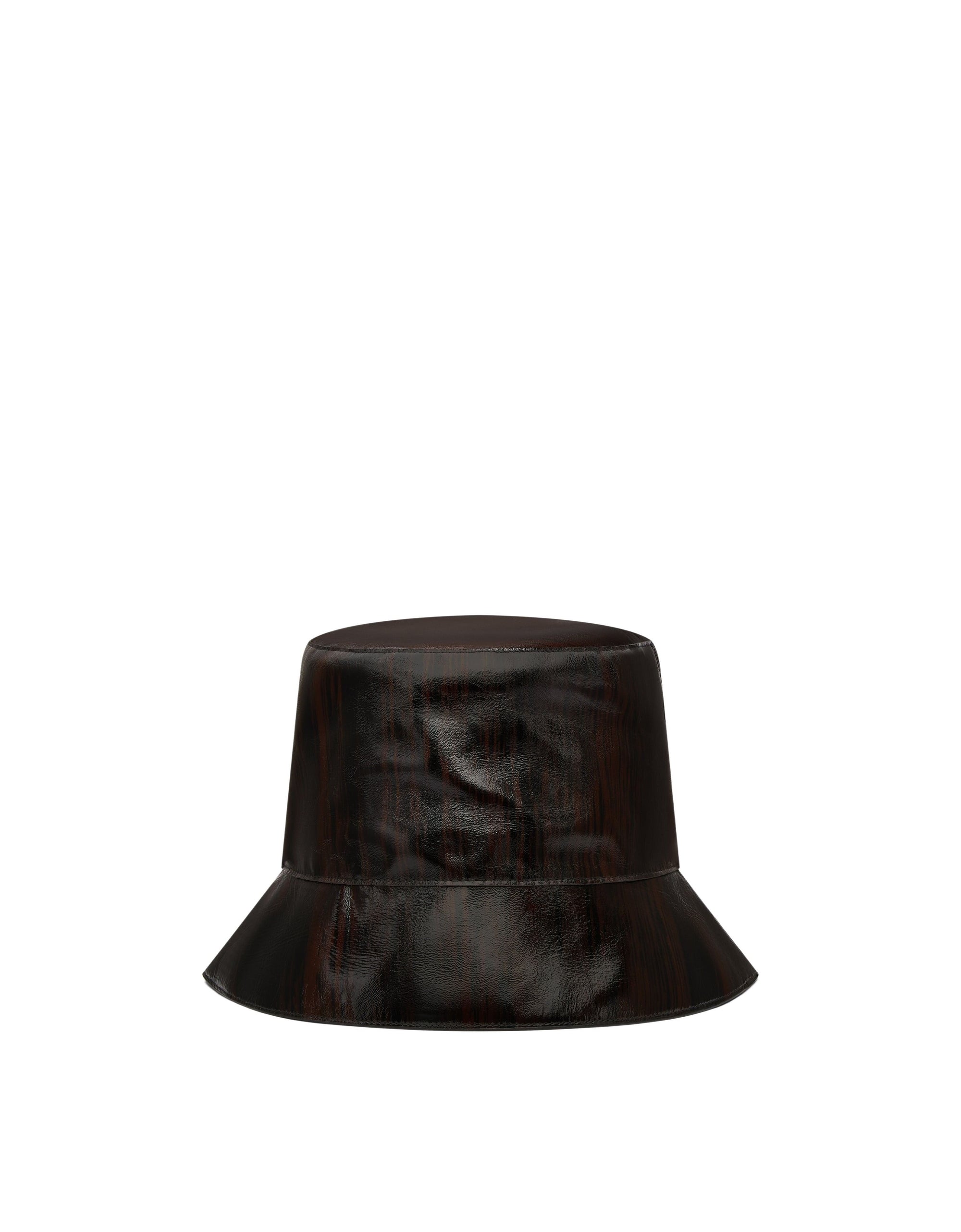 Bob unisexe avec motif brossé en cuir - Marrone Scuro