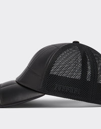Casquette trucker unisexe matelassée en cuir - Nero