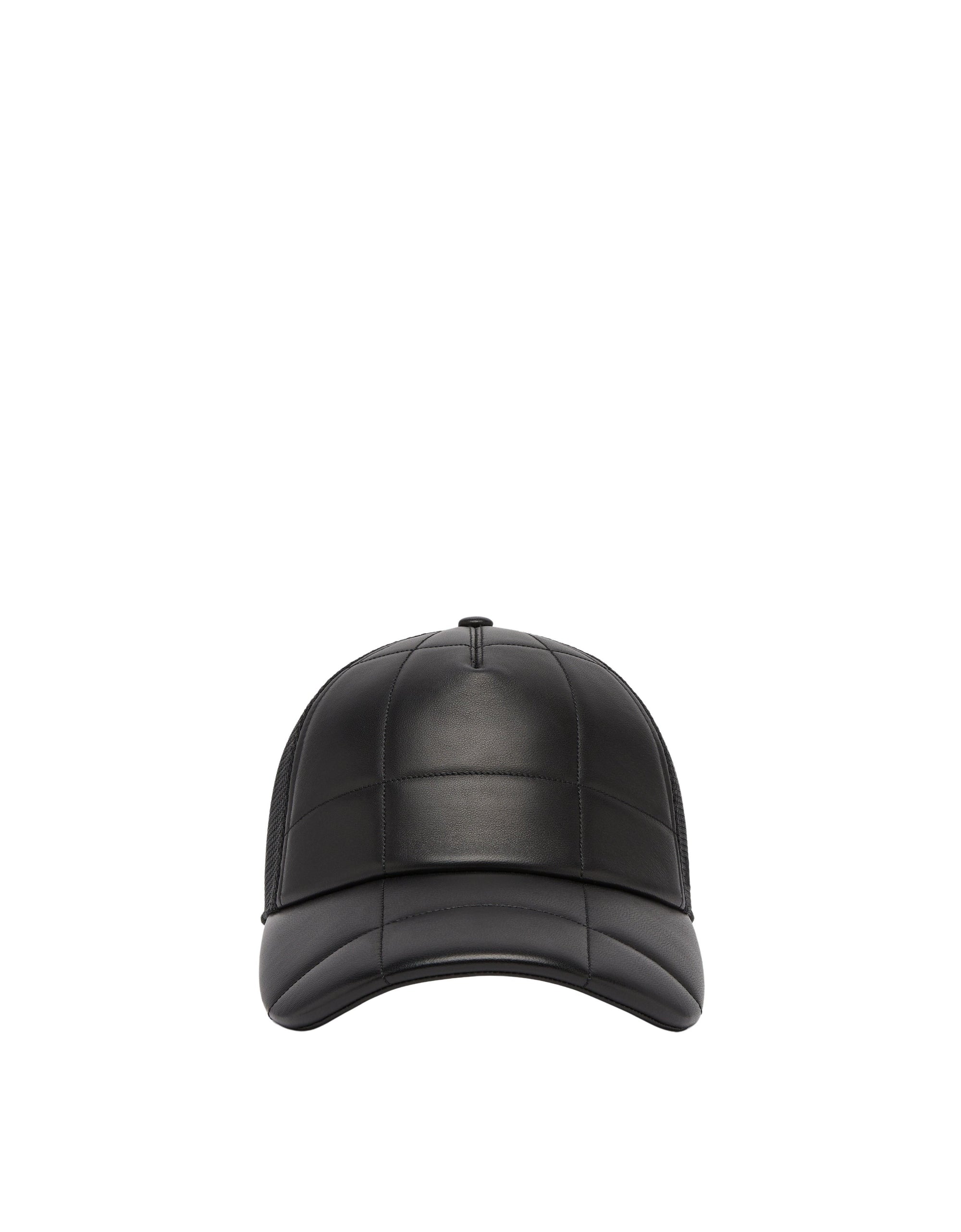 Casquette trucker unisexe matelassée en cuir - Nero