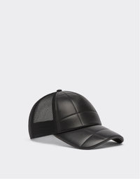 Casquette trucker unisexe matelassée en cuir - Nero