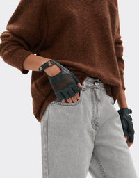 Mitaines de conduite unisexe en cuir nappa - Army