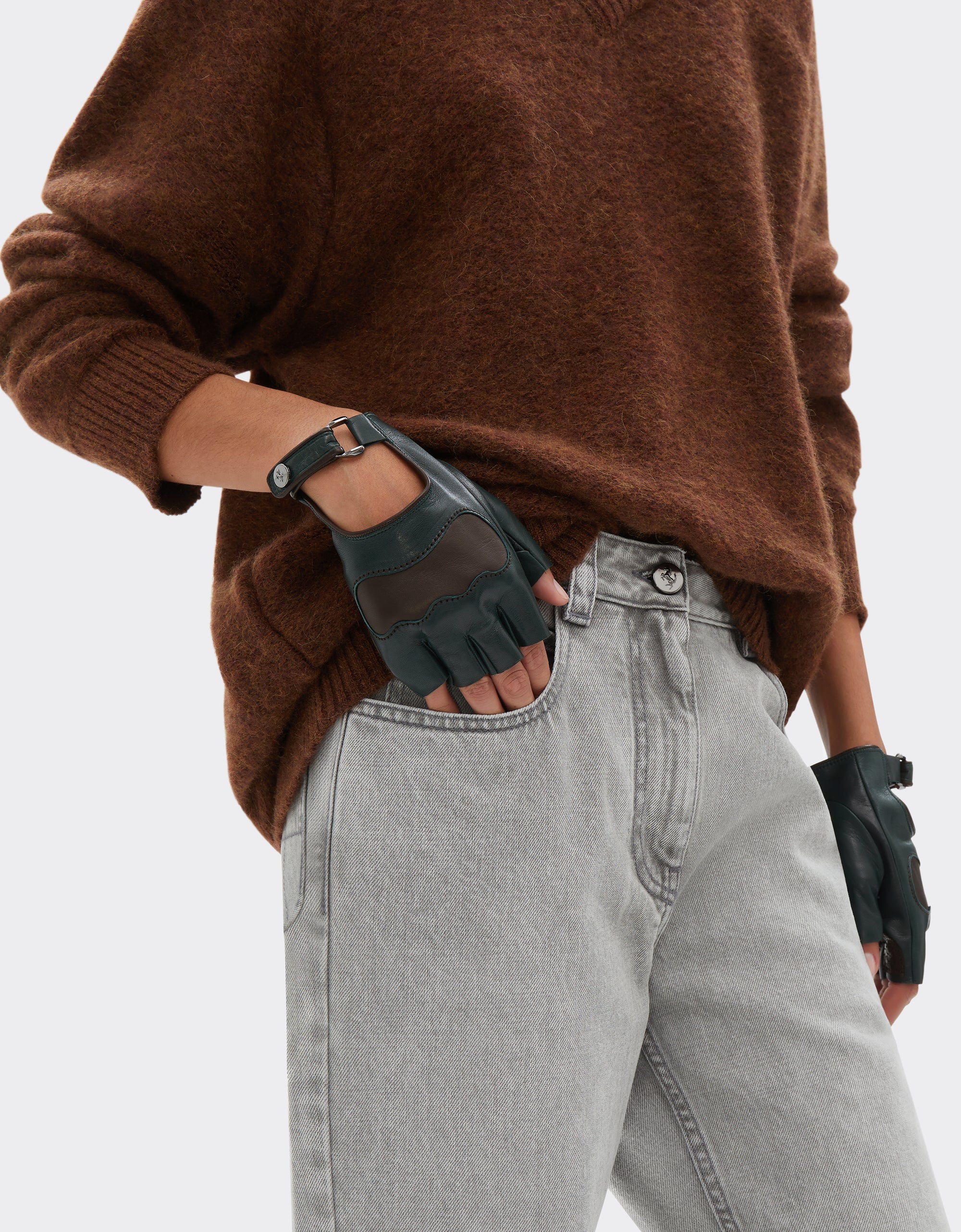 Mitaines de conduite unisexe en cuir nappa - Army