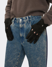 Gants de conduite unisexe en cuir et daim - Nero