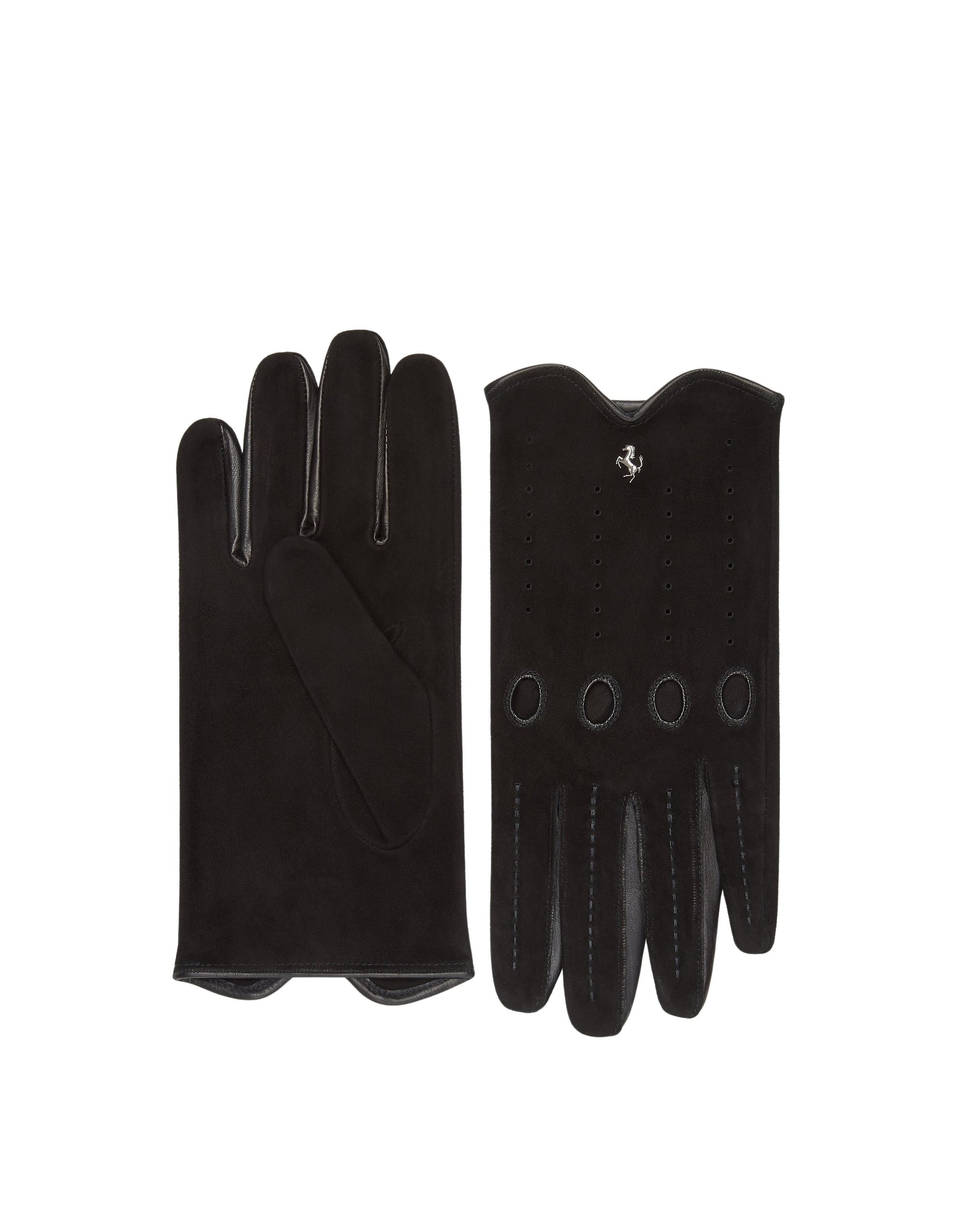 Gants de conduite unisexe en cuir et daim - Nero