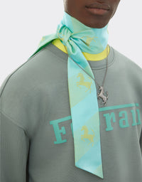 Foulard unisexe Twilly avec Cheval cabré en soie - Verde Menta