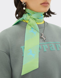 Foulard unisexe Twilly avec Cheval cabré en soie - Verde Menta