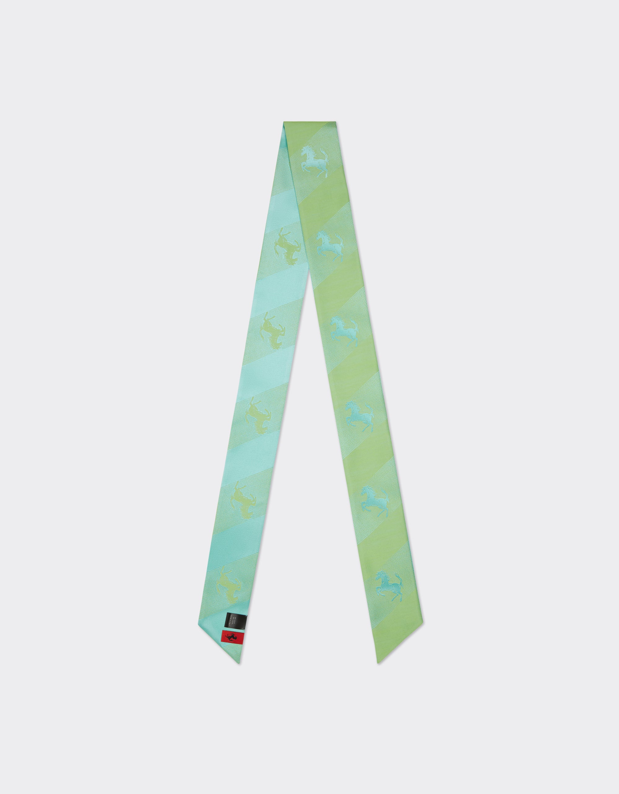 Foulard unisexe Twilly avec Cheval cabré en soie - Verde Menta