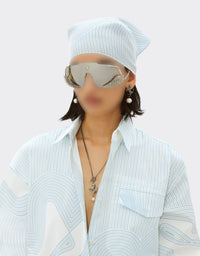 Bandana unisexe avec motif circuit en soie - Turchese