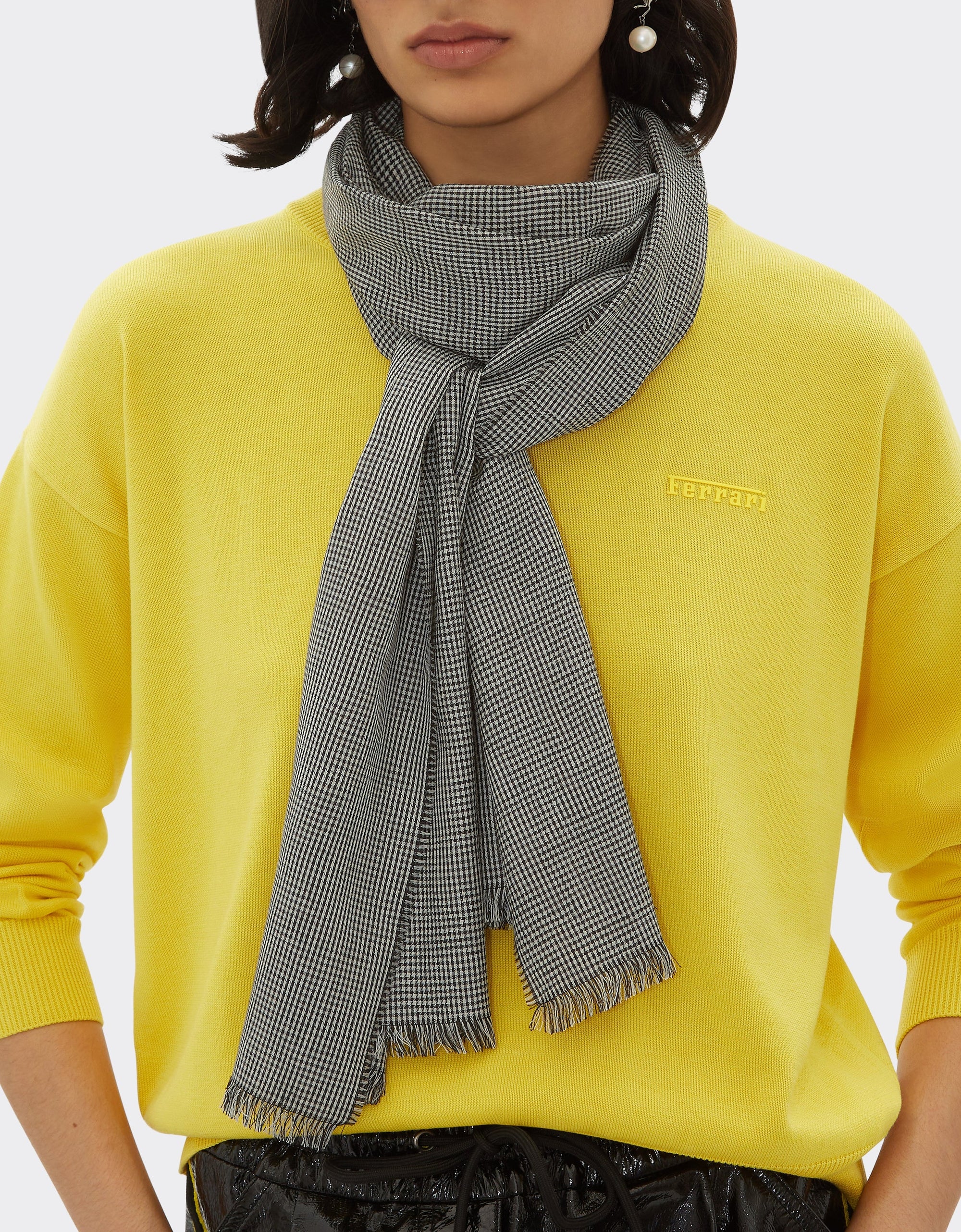 Foulard unisexe avec Cheval cabré en soie - Nero