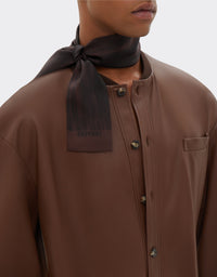 Foulard unisexe Twilly avec imprimé brossé en soie - Marrone Scuro