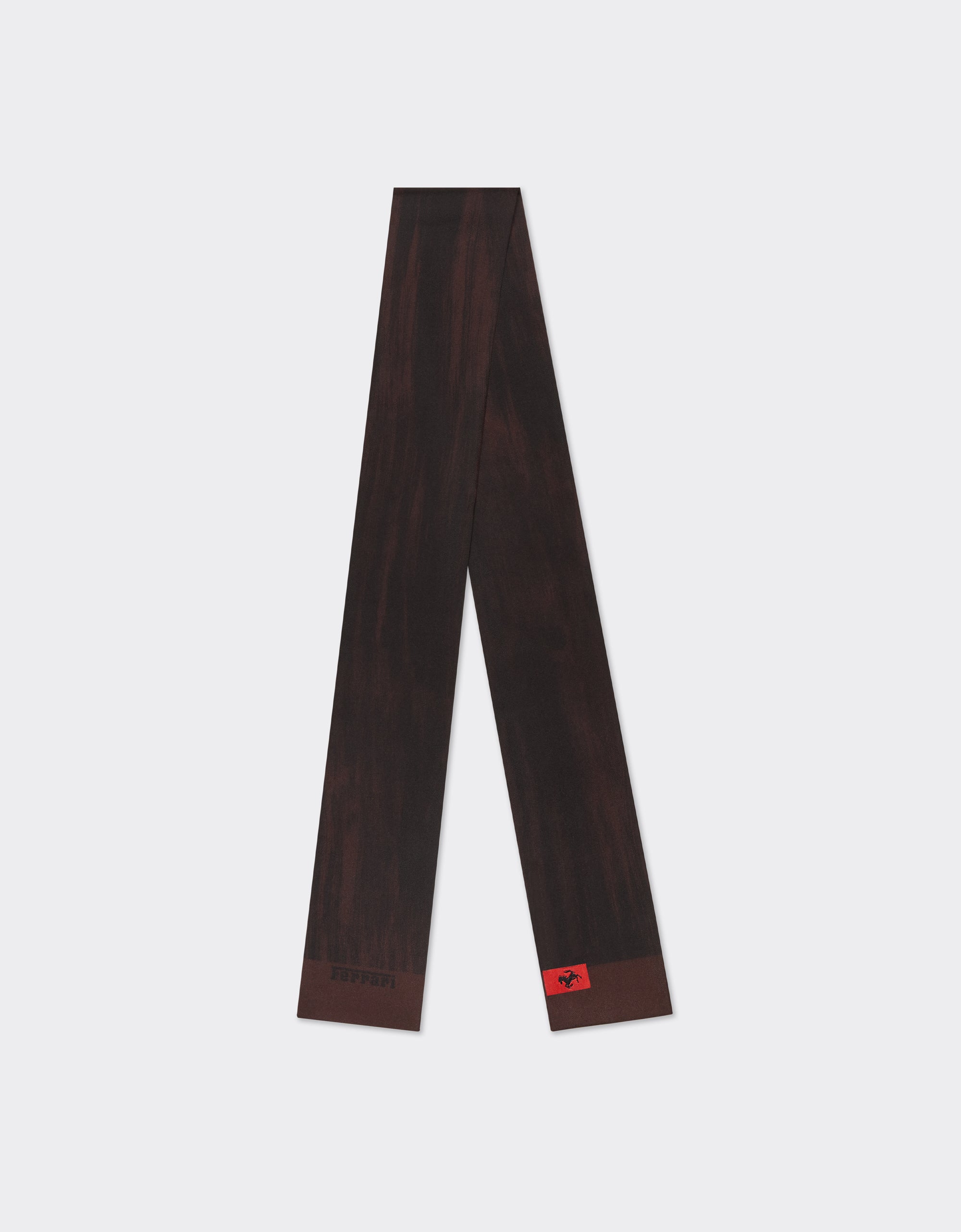 Foulard unisexe Twilly avec imprimé brossé en soie - Marrone Scuro