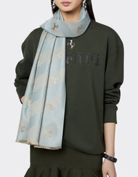 Foulard unisexe avec Cheval cabré en soie - Azzurro
