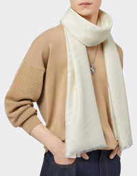 Foulard unisexe avec logo Ferrari en soie - Bianco