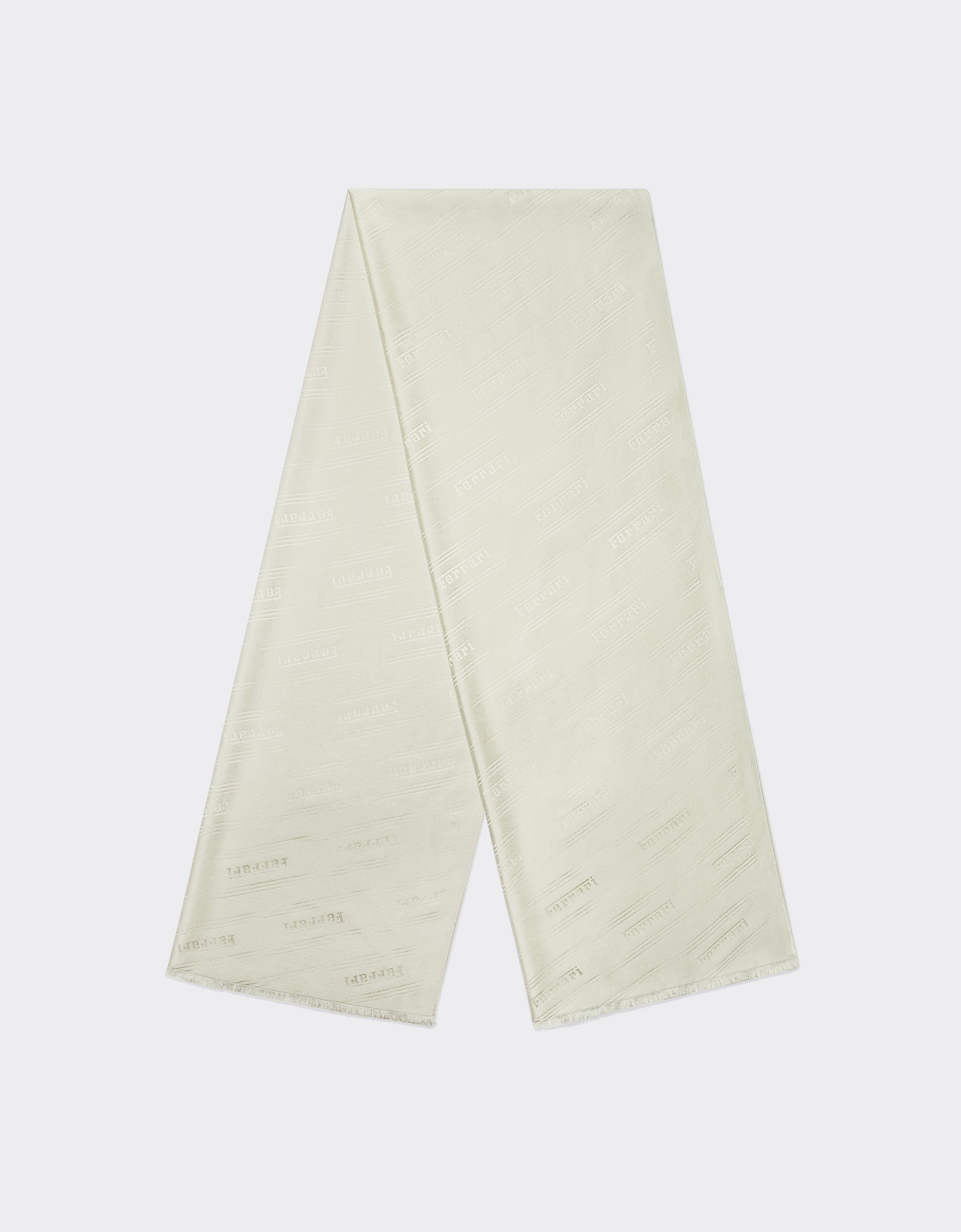 Foulard unisexe avec logo Ferrari en soie - Bianco