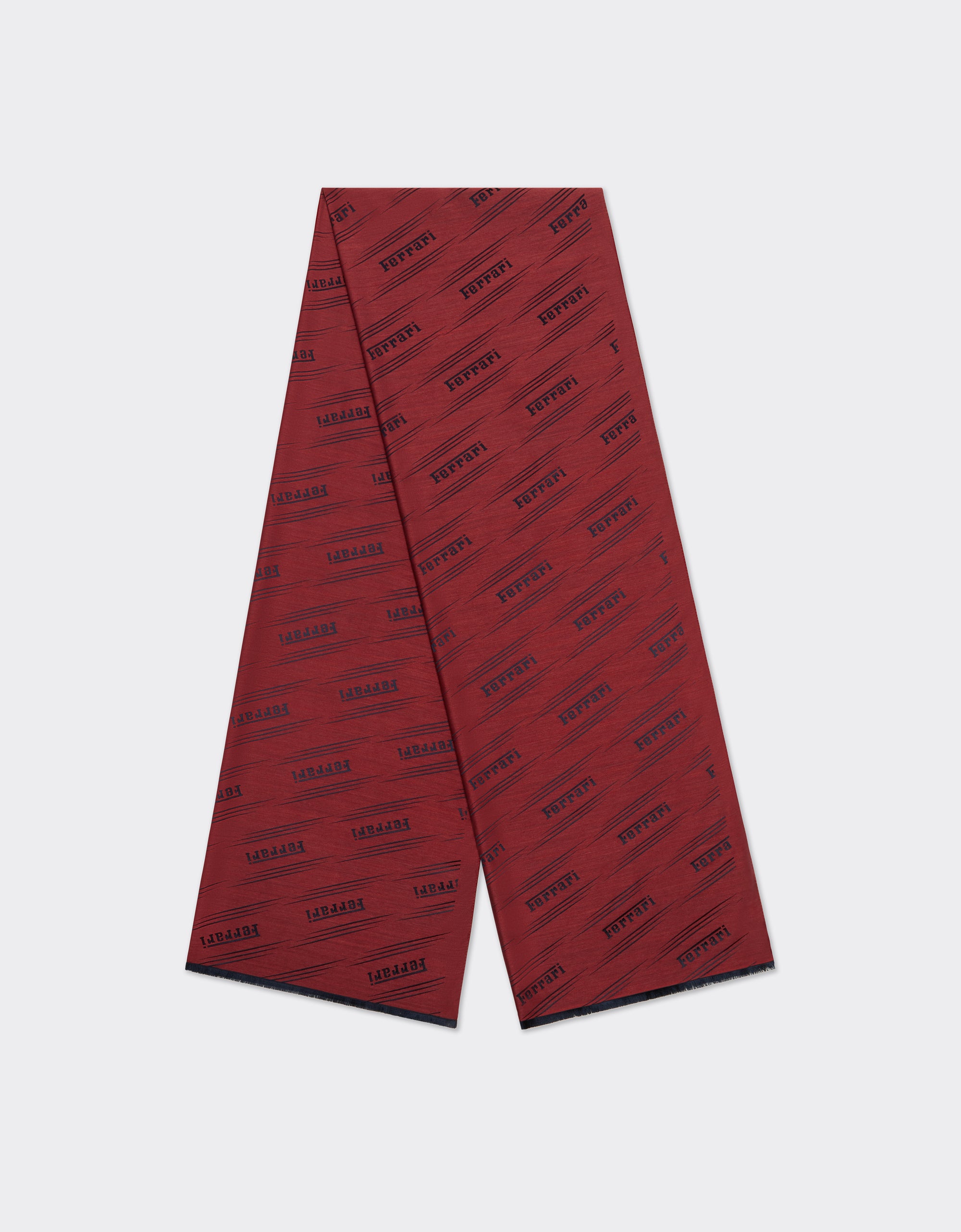 Foulard unisexe avec logo Ferrari en soie - Bordeaux