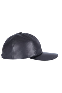 Cap with metal plate in exotic leather - Black