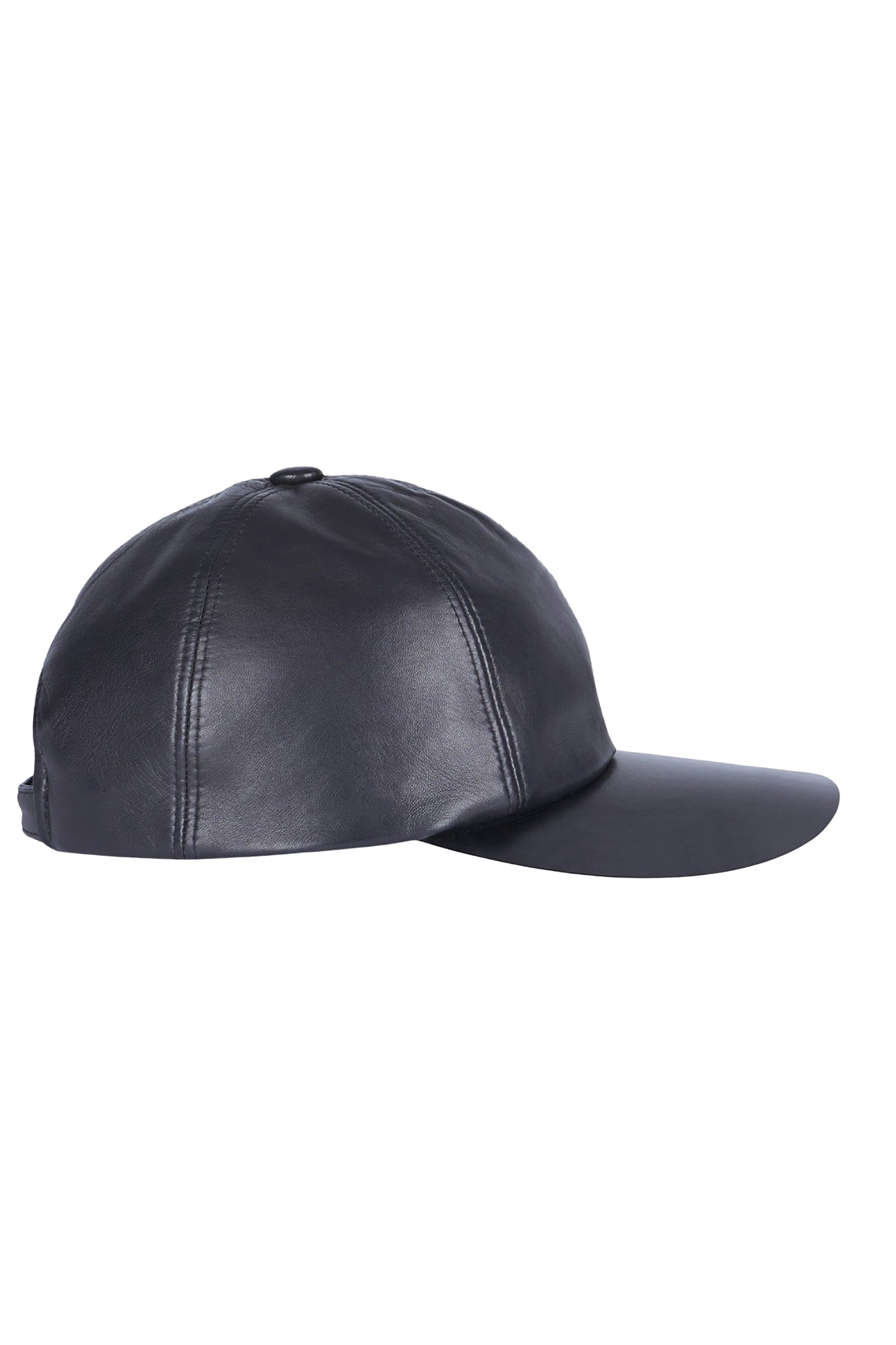 Cap with metal plate in exotic leather - Black