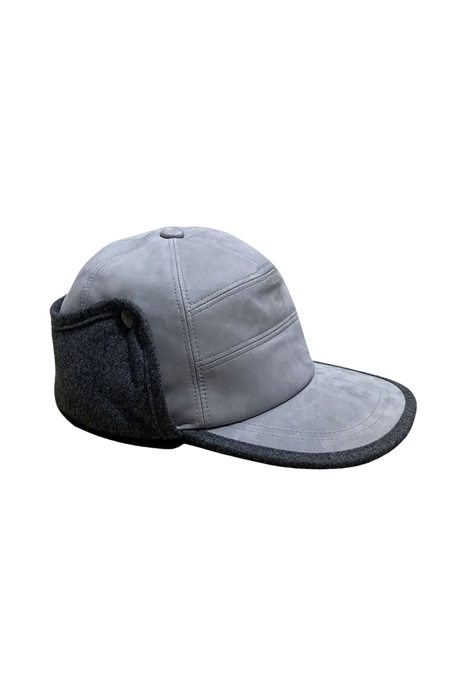 Casquette avec protège-oreilles en cuir - Gris
