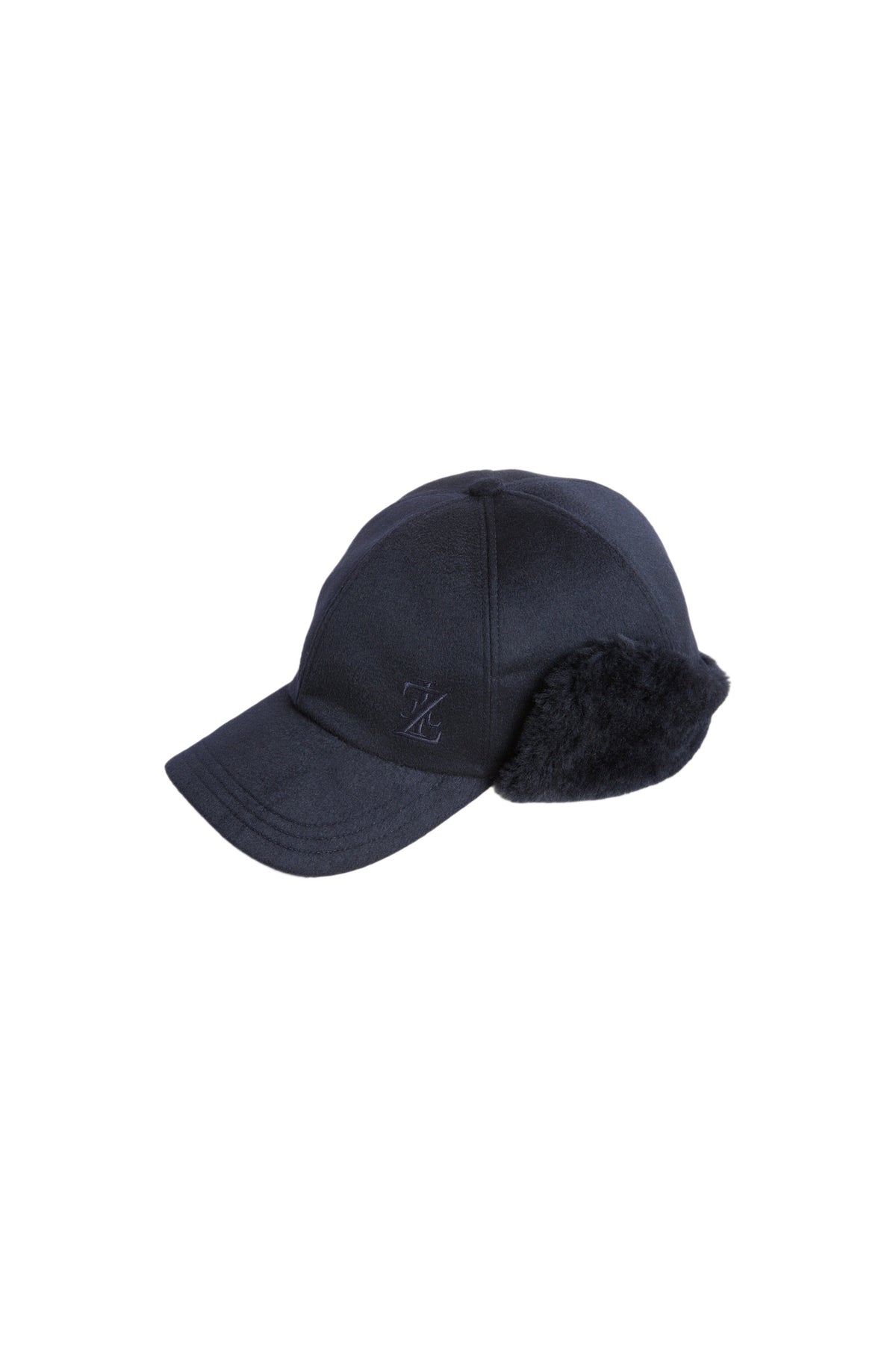 Casquette à logo en cachemire et shearling - Dark Navy
