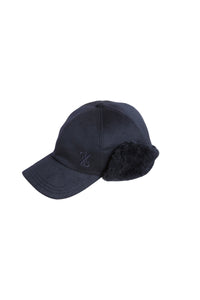 Cashmere and shearling logo cap - Dark Navy
