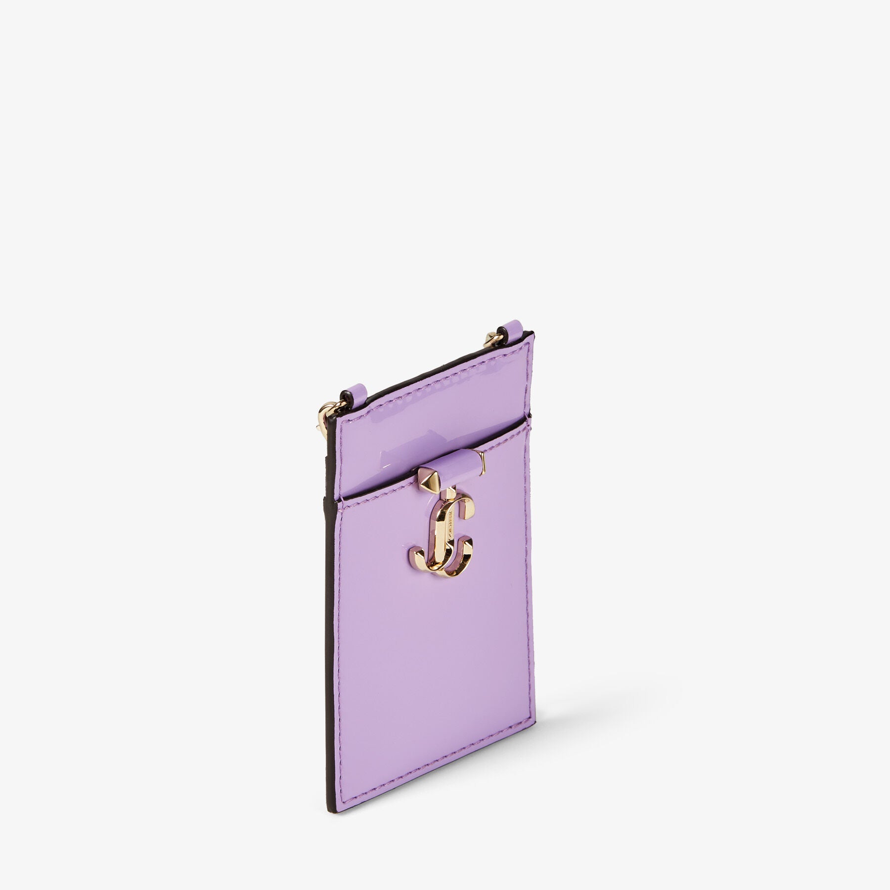 Porte-cartes Card en cuir verni avec chaîne - Wisteria & Light Gold