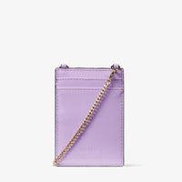 Porte-cartes Card en cuir verni avec chaîne - Wisteria & Light Gold