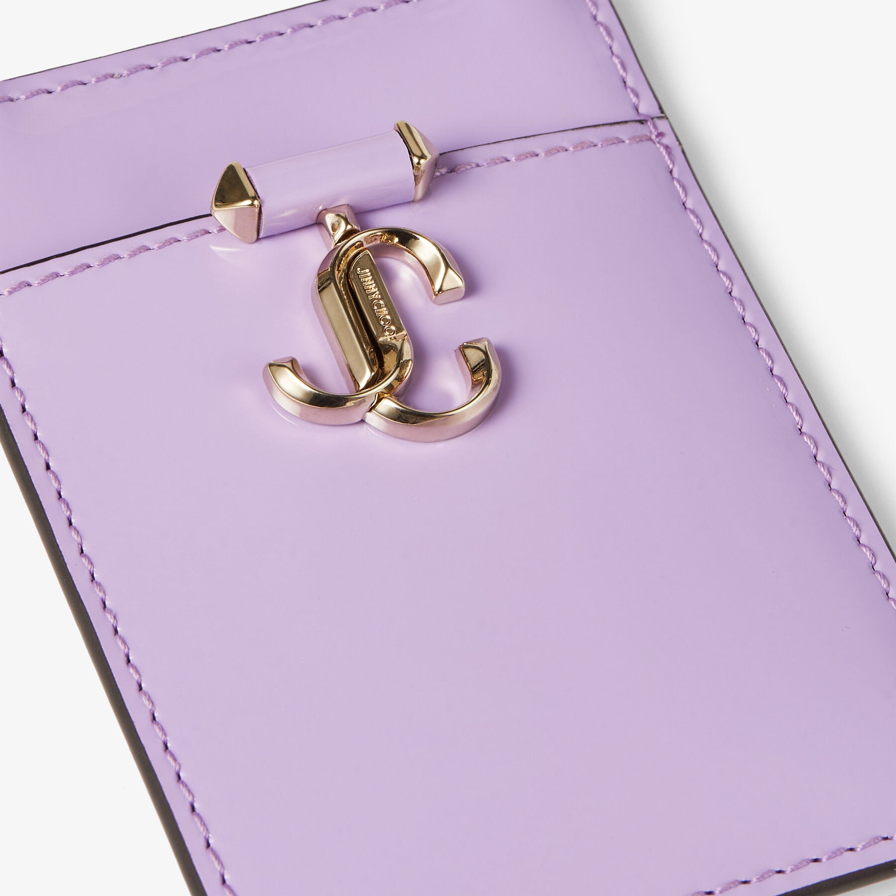 Porte-cartes Card en cuir verni avec chaîne - Wisteria & Light Gold