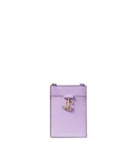 Porte-cartes Card en cuir verni avec chaîne - Wisteria & Light Gold