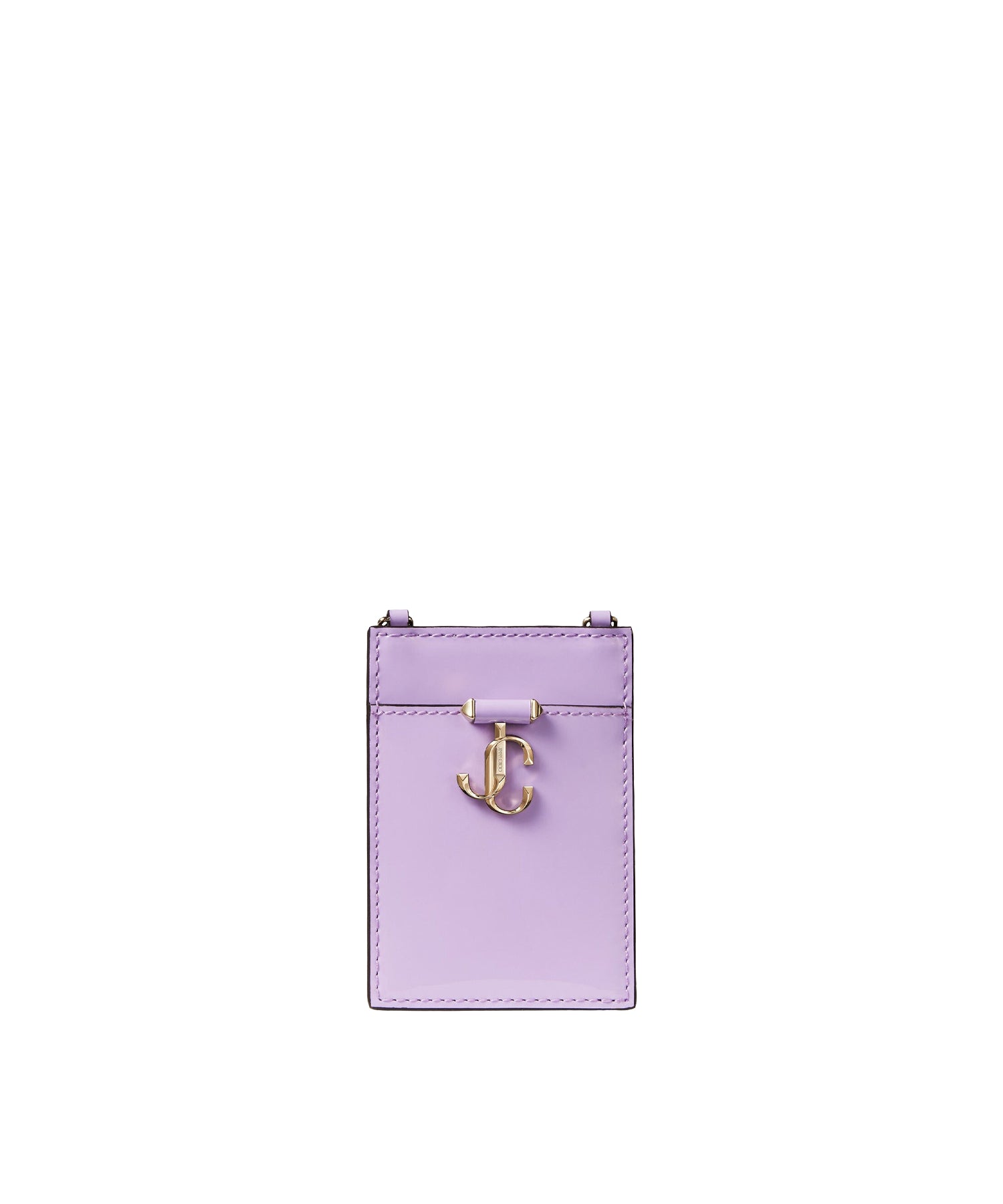Porte-cartes Card en cuir verni avec chaîne - Wisteria & Light Gold