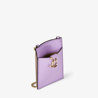 Porte-cartes Card en cuir verni avec chaîne - Wisteria & Light Gold