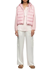 Dariella hooded down jacket with knitted sleeves - Dragée